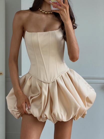 Strapless Corset Bubble Skirt Mini Dress