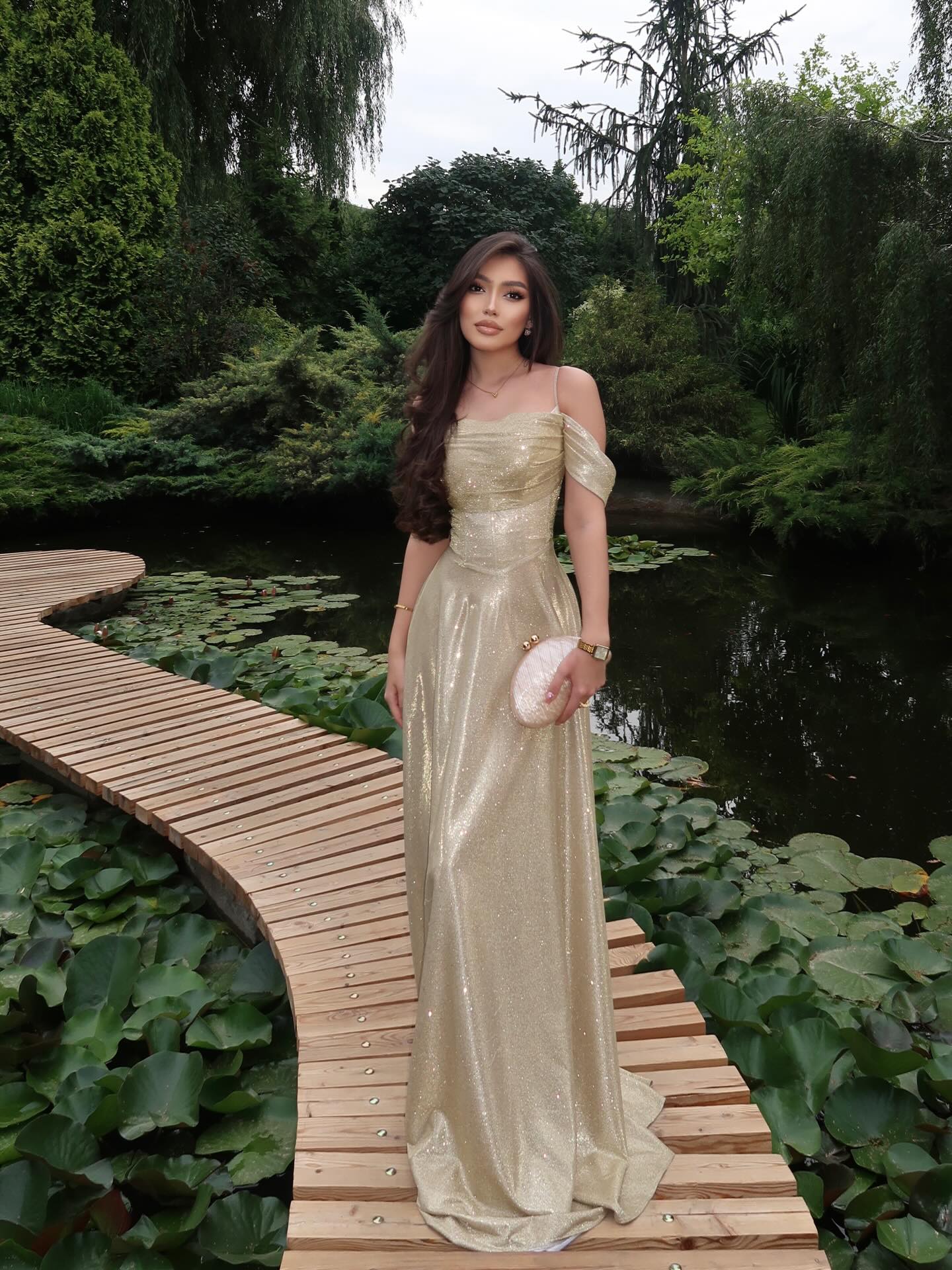 Glitter Corset Back A-Line Evening Gown