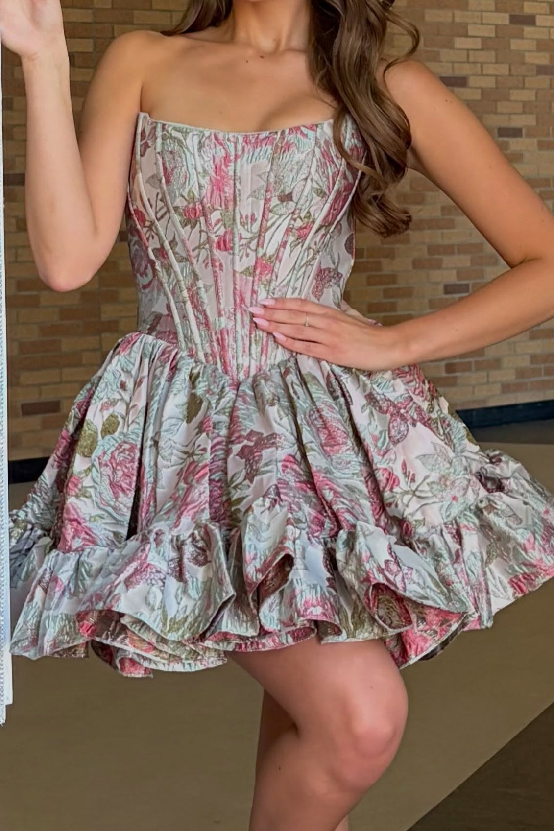 Strapless Corset Mini Dress with Ruffle Hem