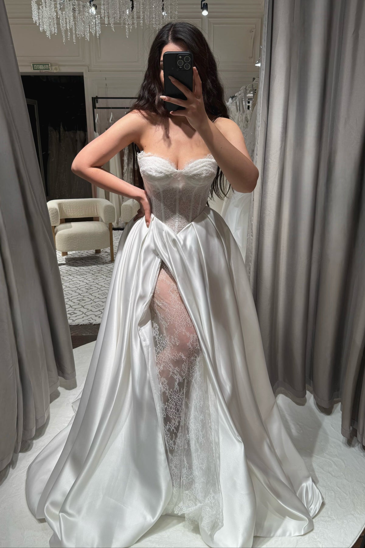 Lace Corset Satin Ball Gown Wedding Dress