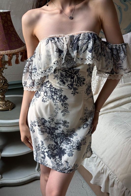 Off-the-Shoulder Floral Ruffle Mini Dress