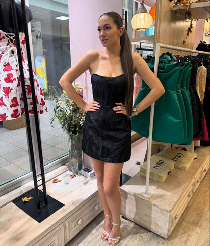 Strapless Sweetheart Textured Mini Dress