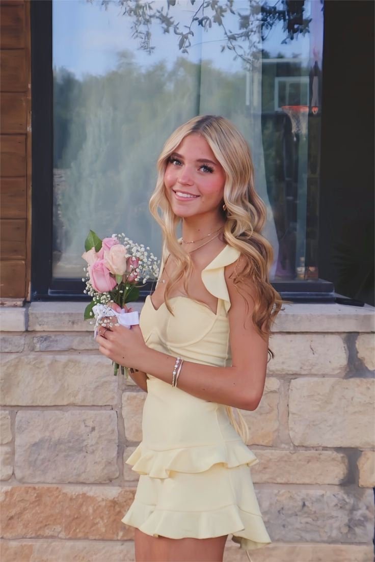 Tiered Ruffle Lace-Up Back Mini Dress