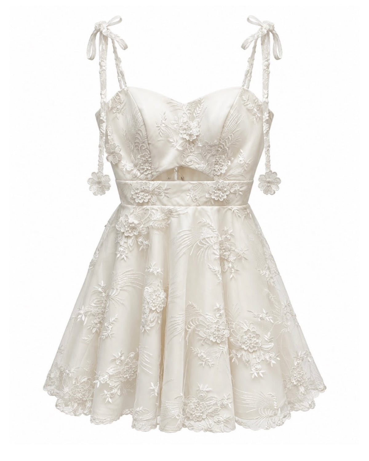 Floral Lace Cut-Out A-Line Mini Dress