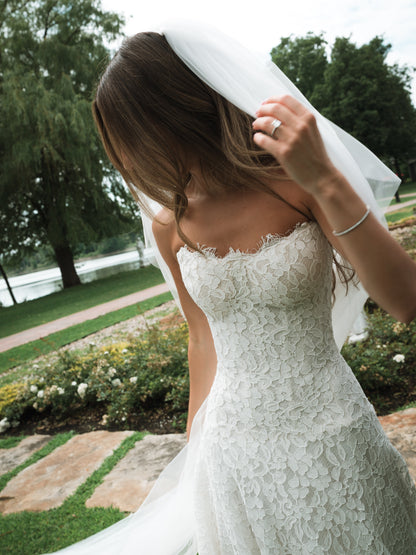 Strapless Lace A-Line Wedding Dress with Train