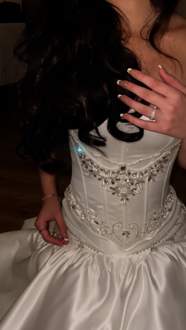Strapless Beaded Corset Basque Waist Ball Gown