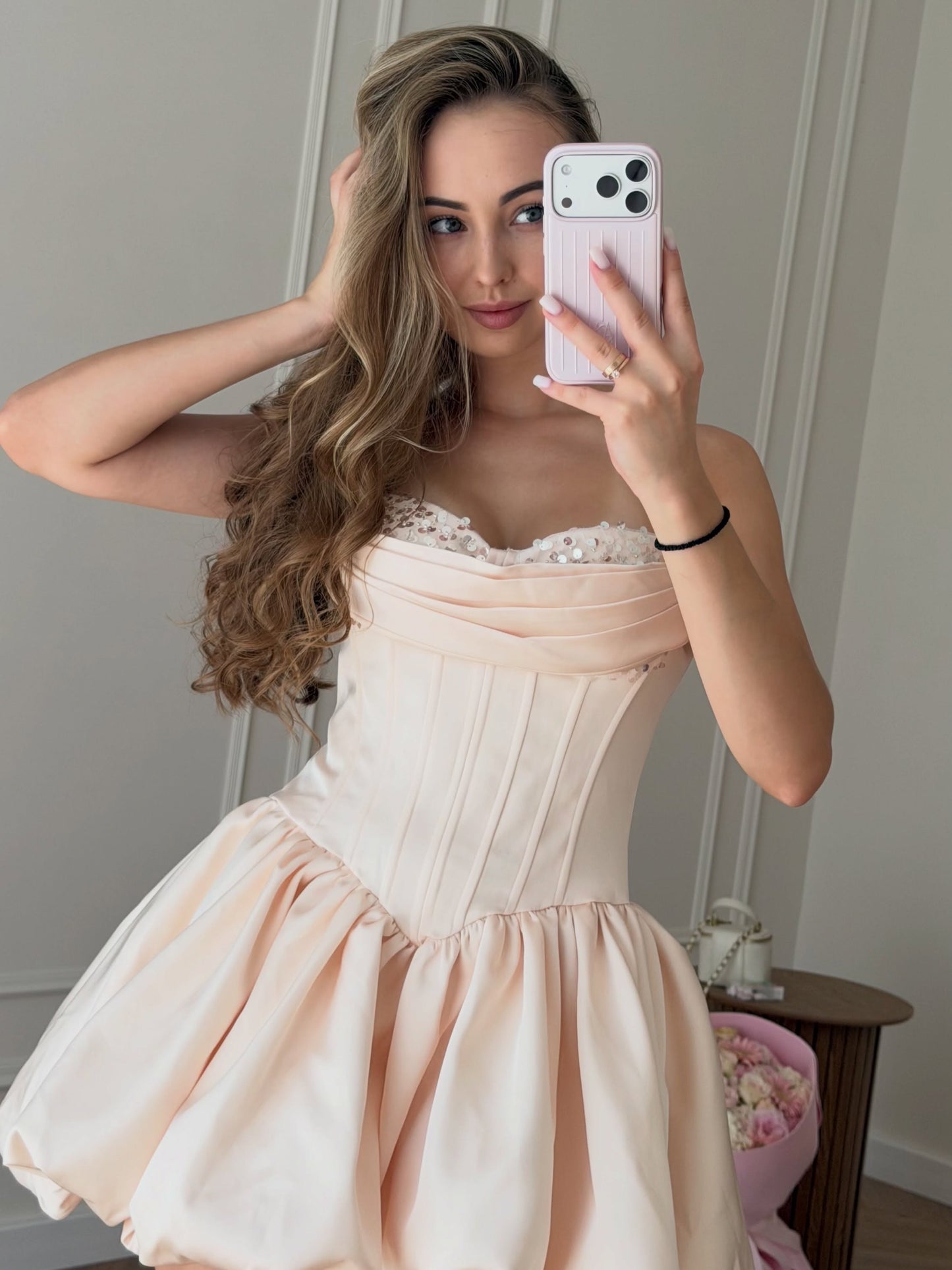 Corset Bodice Bubble Skirt Mini Dress
