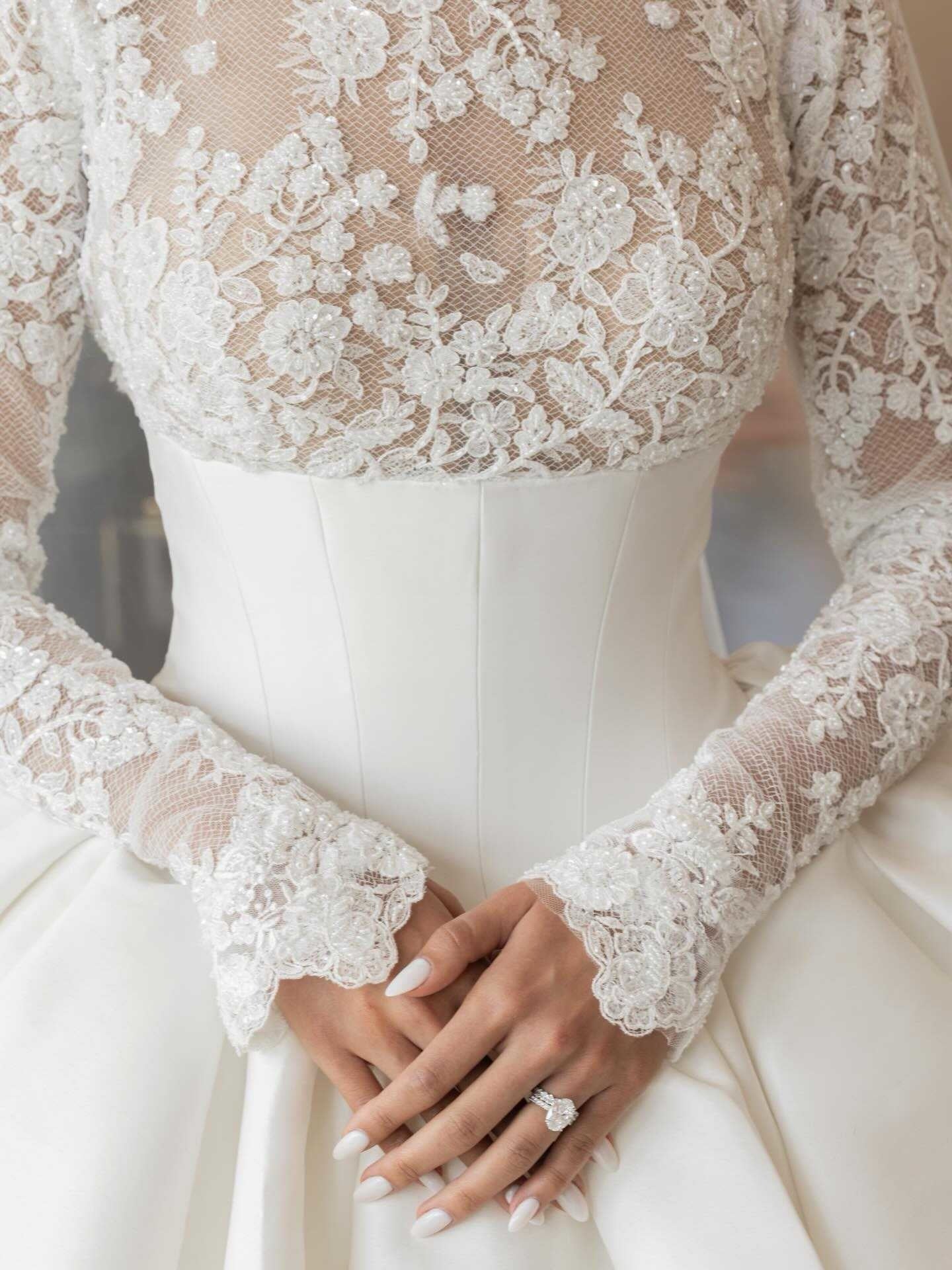 Illusion Lace Long Sleeve Ball Gown Wedding Dress
