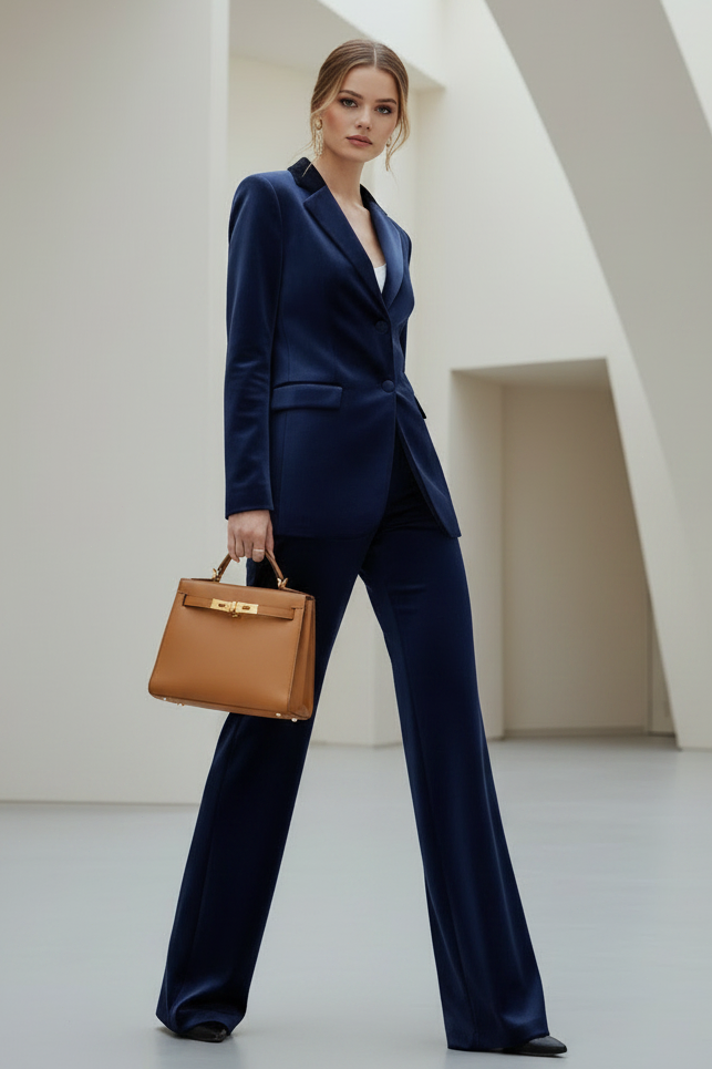 Satin Blazer Pantsuit Set