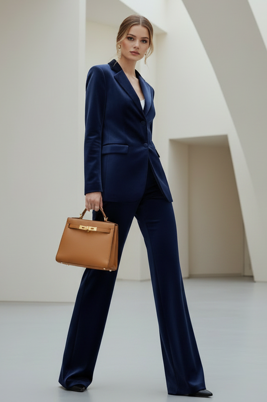 Satin Blazer Pantsuit Set