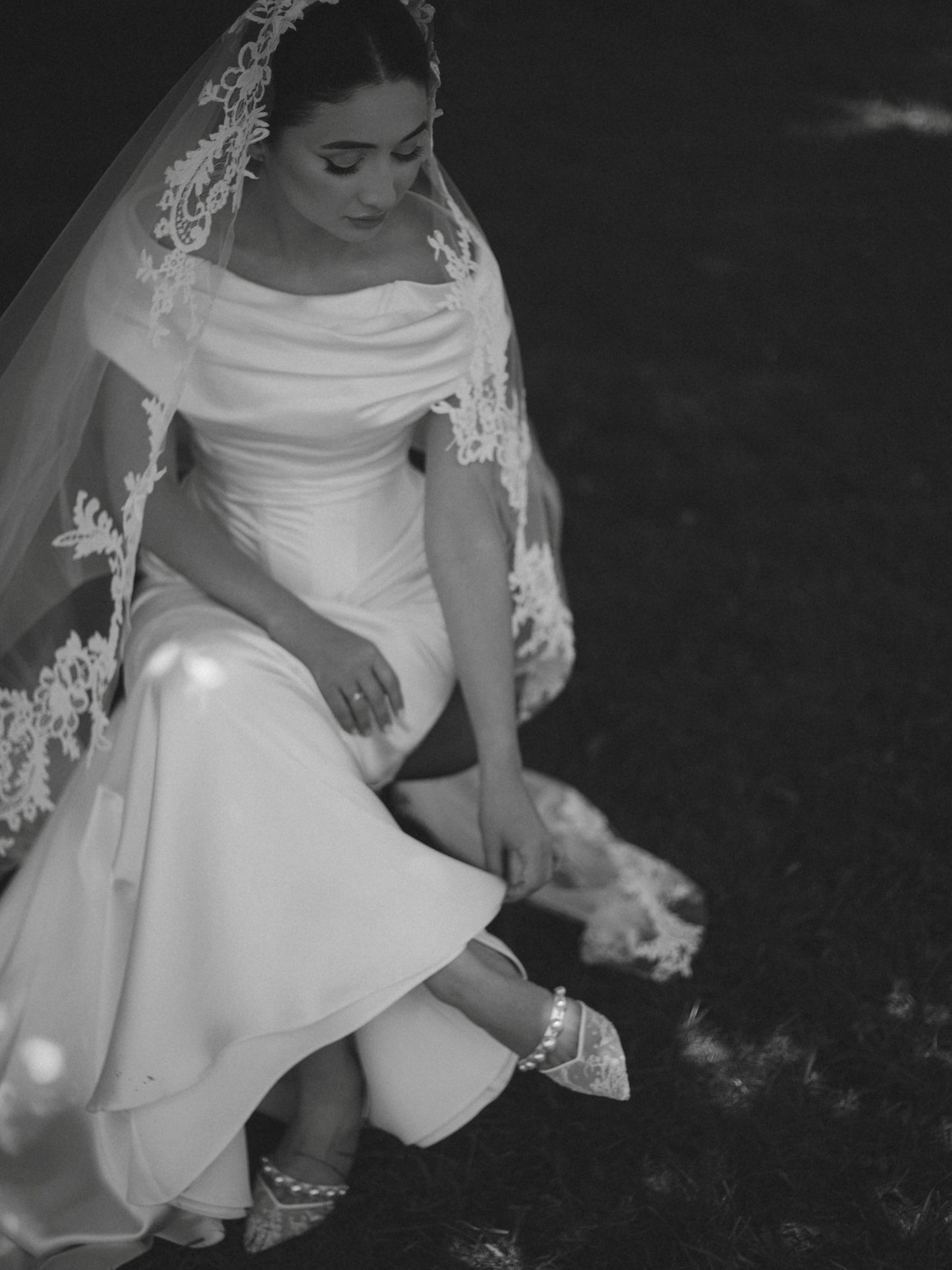 Off-the-Shoulder Satin Wedding Dress