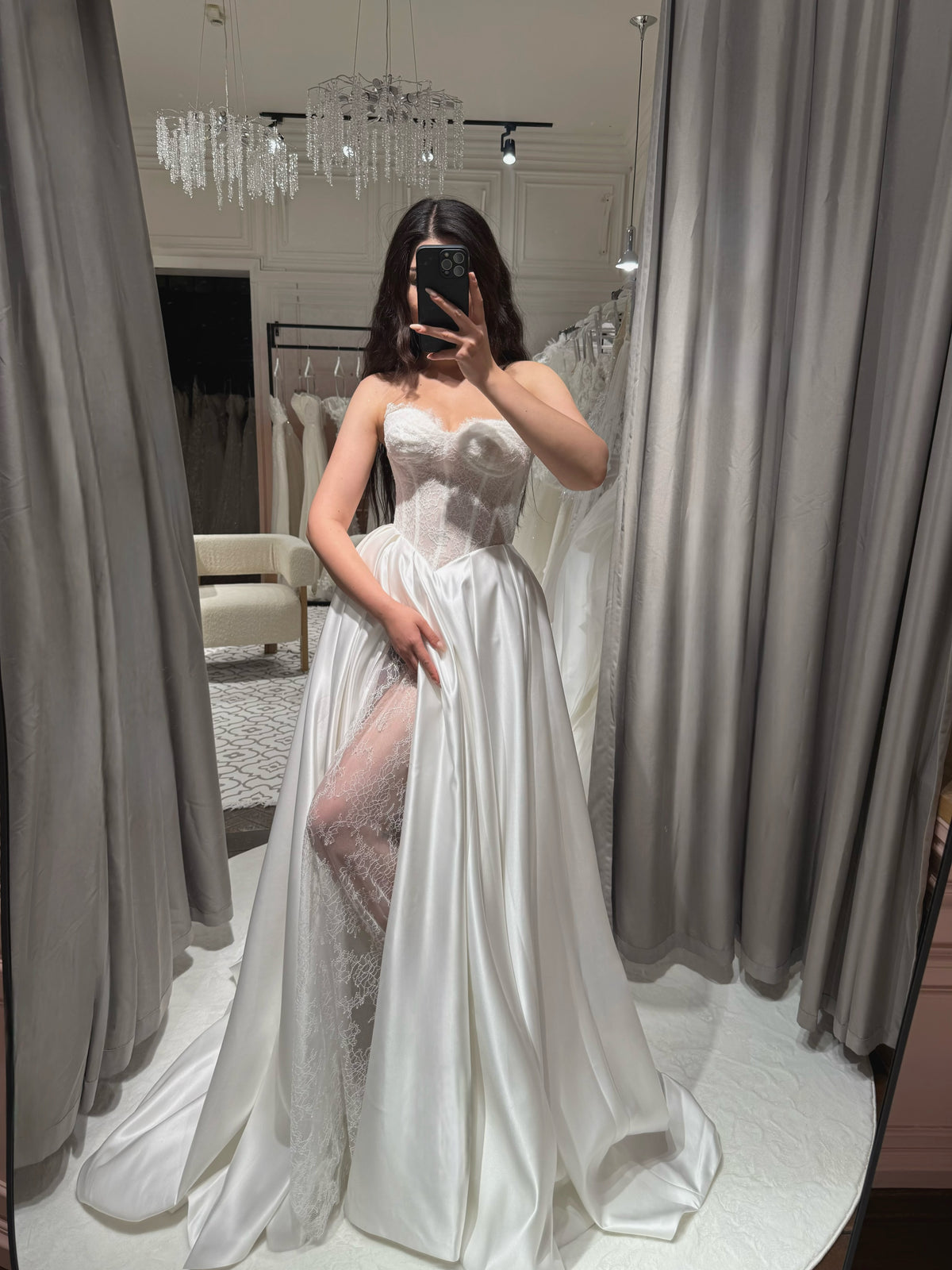 Lace Corset Satin Ball Gown Wedding Dress