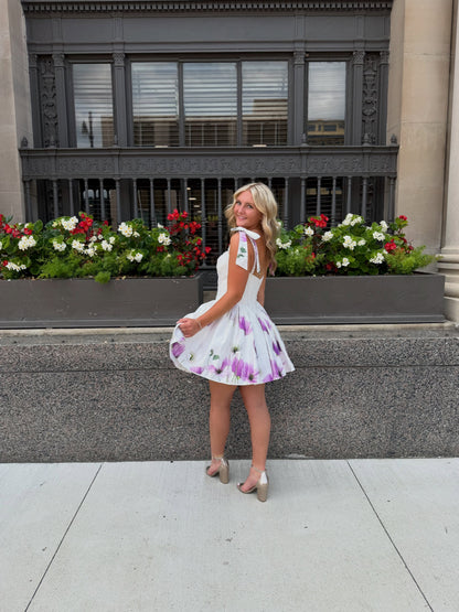 Tie-Strap Floral A-Line Mini Dress
