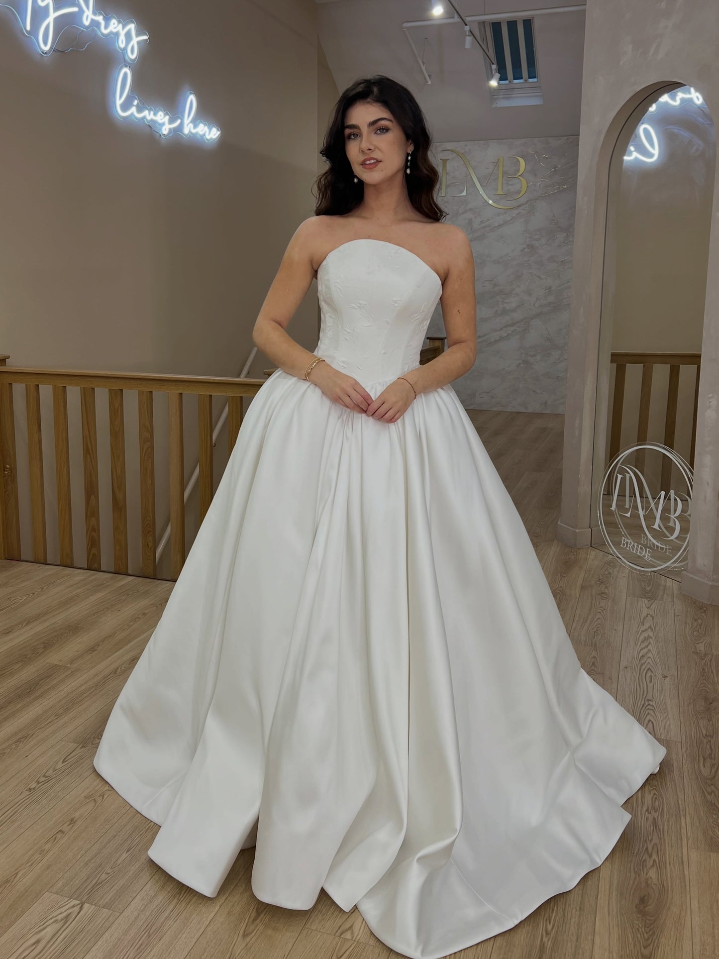 Strapless Satin Ball Gown Wedding Dress