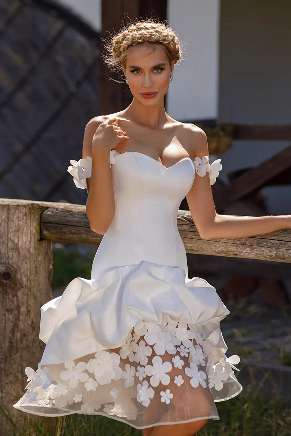 Sweetheart Off-the-Shoulder Bubble Wedding Dress