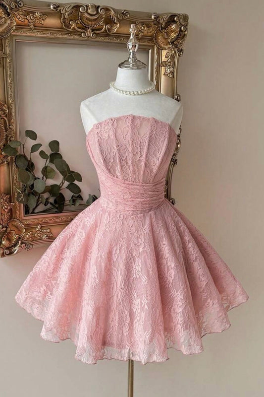 Strapless Lace A-Line Short Party Dress