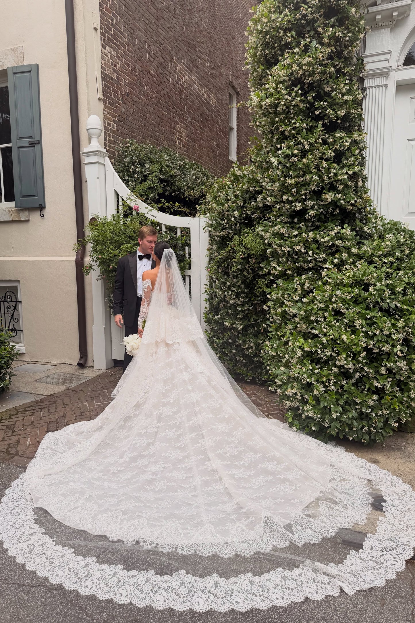 Lace Off-the-Shoulder Ball Gown Wedding Dress