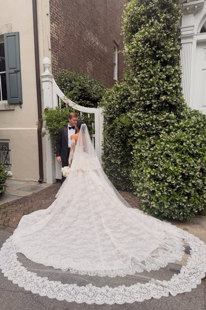 Lace Off-the-Shoulder Ball Gown Wedding Dress