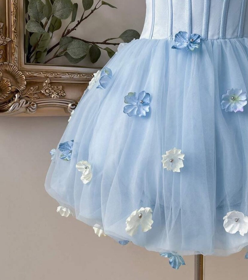 Strapless 3D Floral Corset Bubble Dress