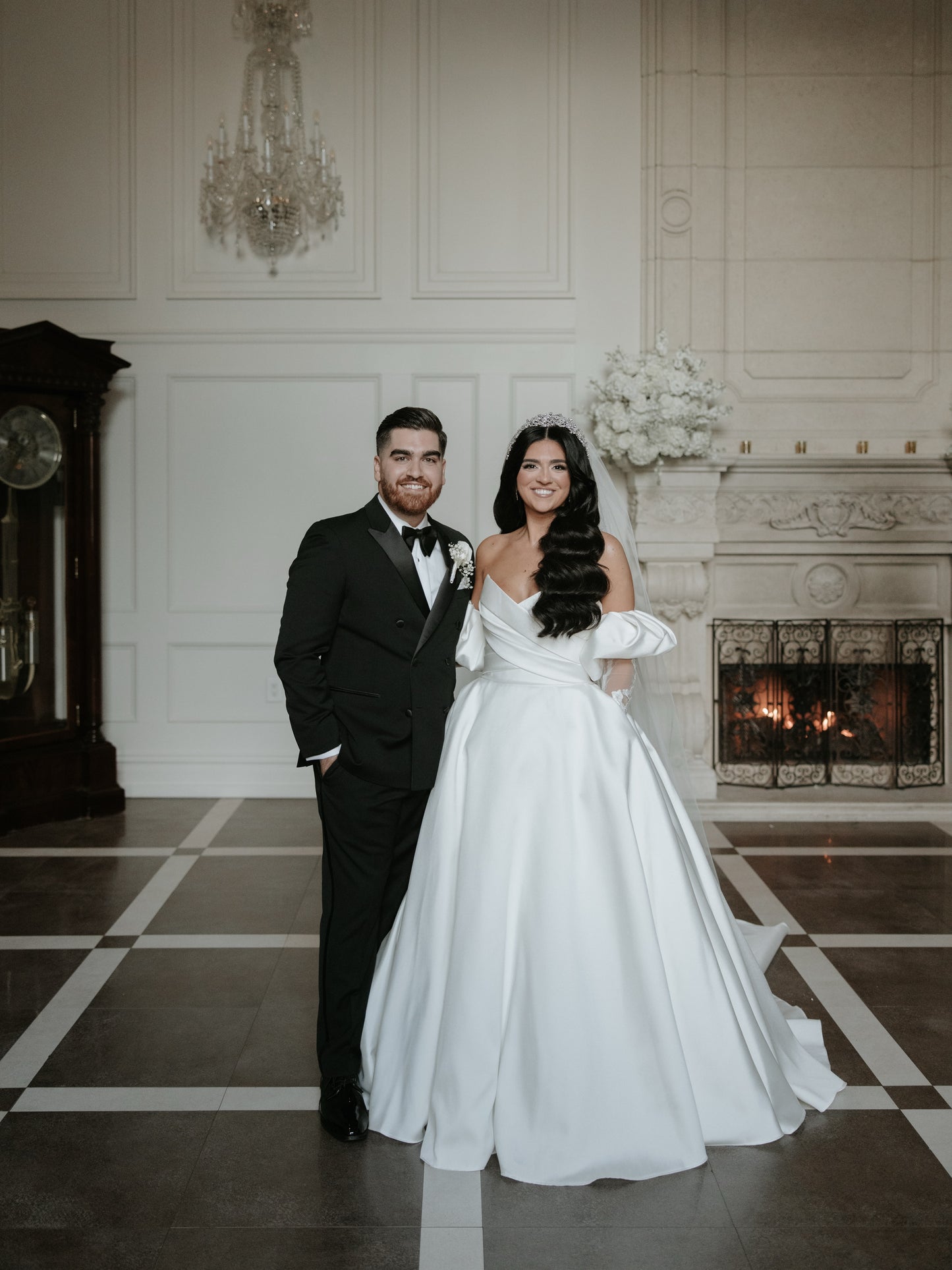 Off-the-Shoulder Satin Ball Gown Wedding Dress