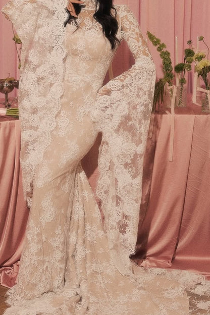 Long Sleeve Lace Mermaid Wedding Dress with Train