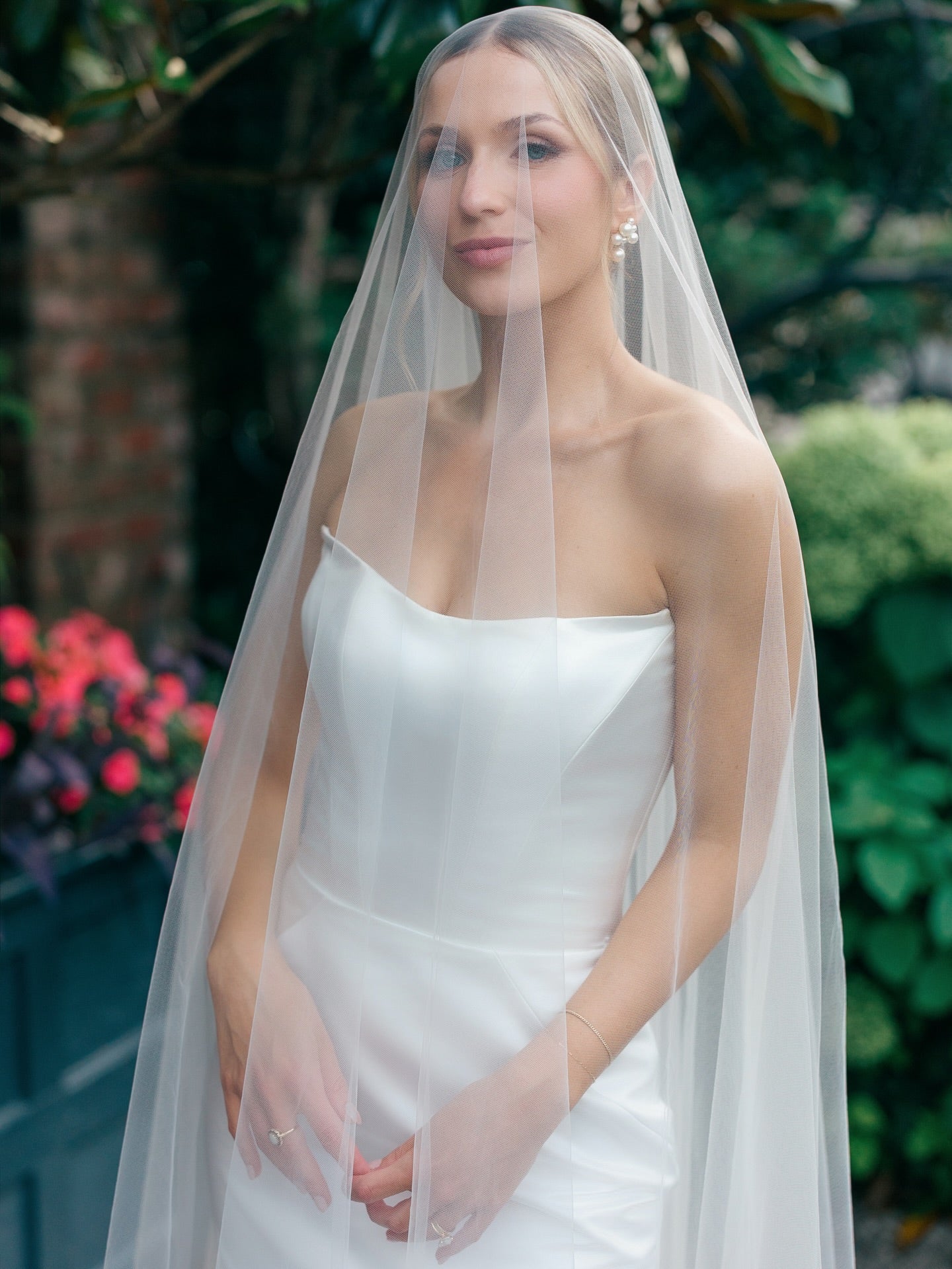 Strapless Satin A-Line Wedding Gown with Train