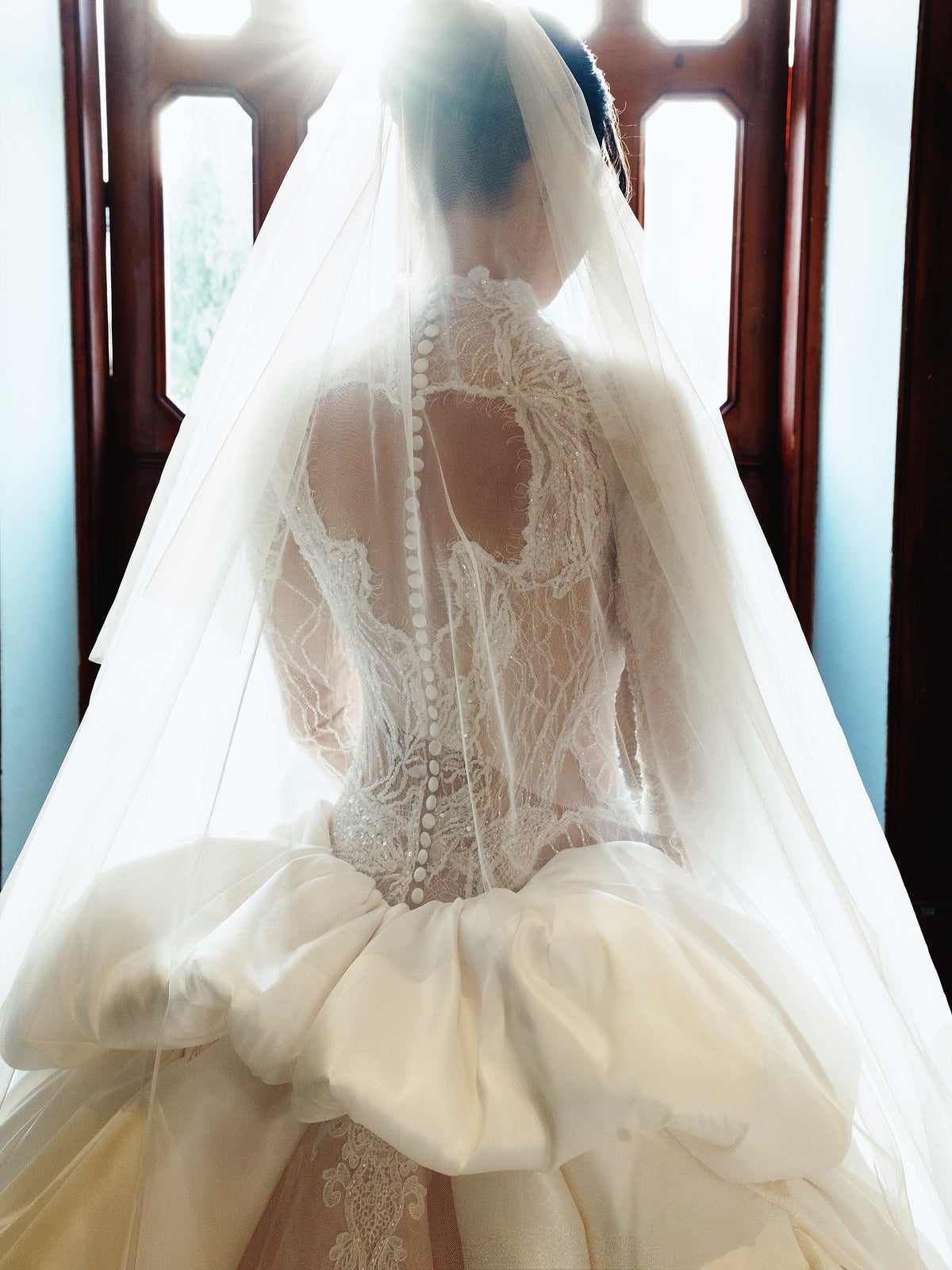 Beaded Lace Illusion Sheath Gown with Overskirt