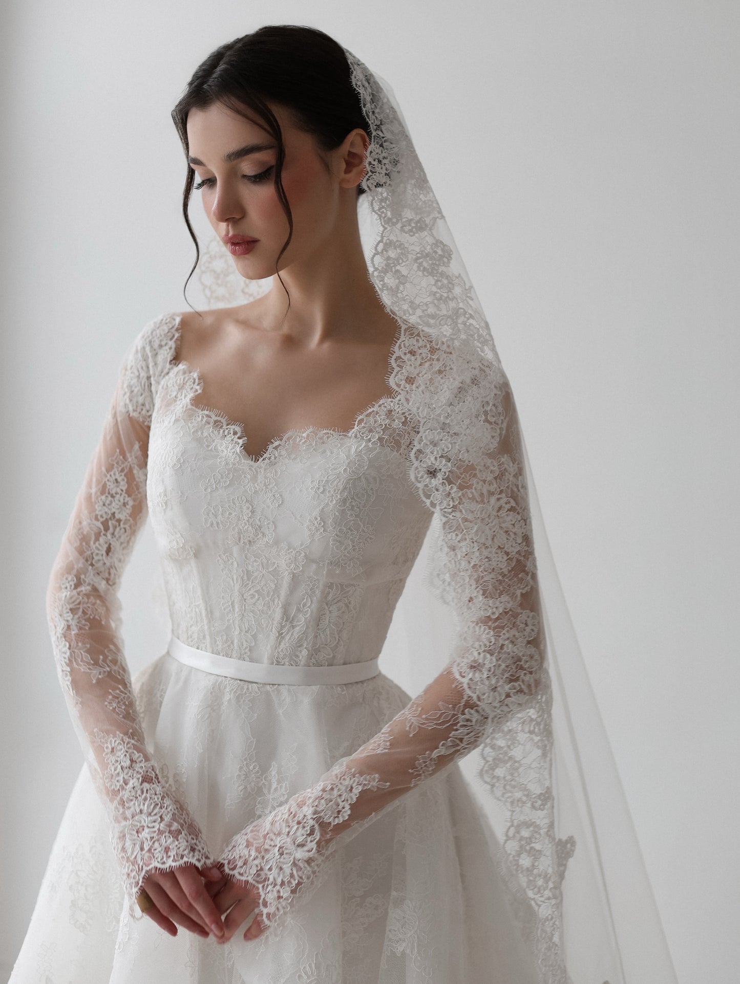 Long Sleeve Lace Ball Gown Wedding Dress