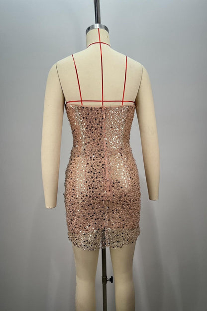 Rhinestone Corset Strapless Bodycon Mini Dress