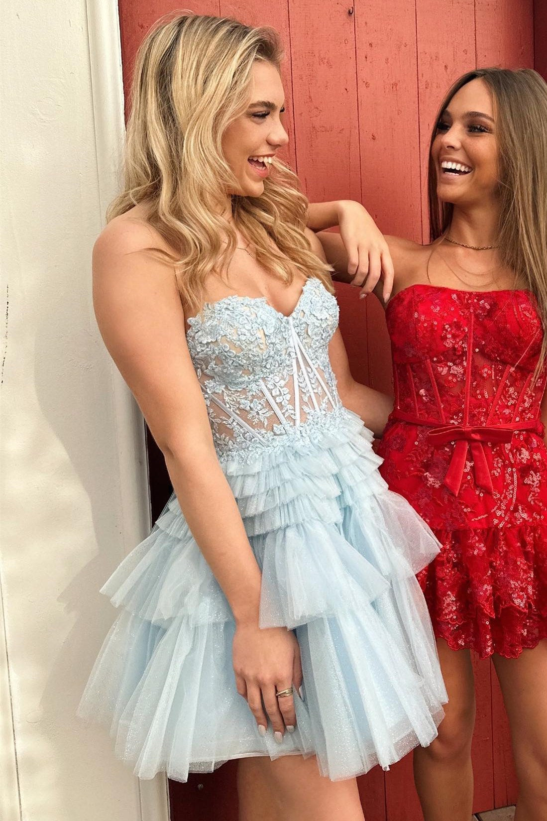 Tiered Tulle Strapless Corset Mini Dress