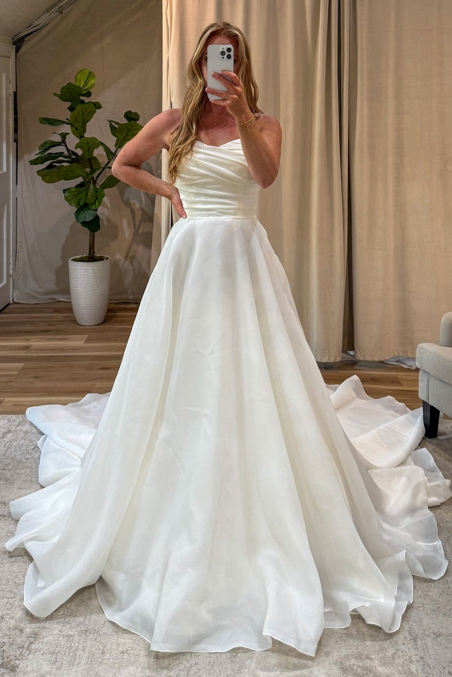 Convertible Strapless Organza A-Line Wedding Dress