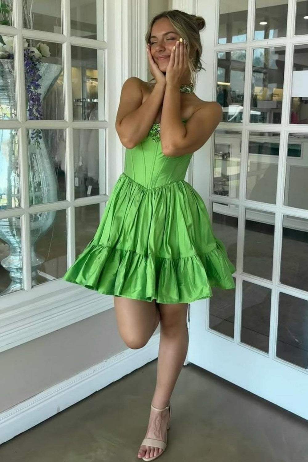 Strapless Corset Tiered Ruffle Mini Dress