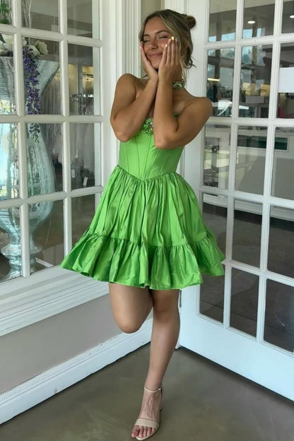 Strapless Corset Tiered Ruffle Mini Dress