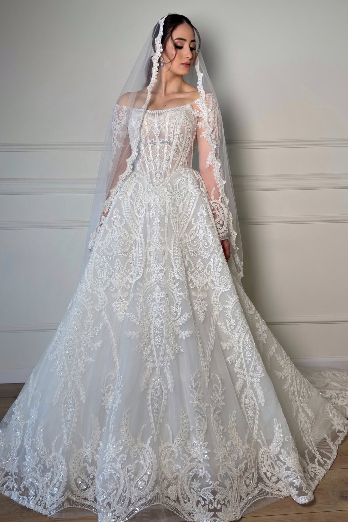 Lace Corset Ball Gown Wedding Dress