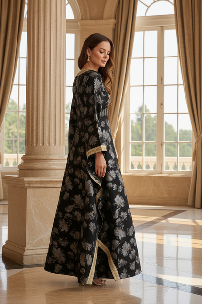 Floral Kaftan Maxi Dress with Bell Sleeves