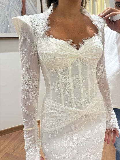 Lace Long Sleeve Corset Mermaid Wedding Dress