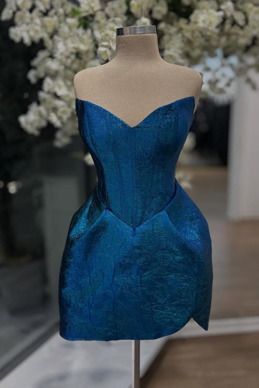 Sculpted Strapless Metallic Mini Dress