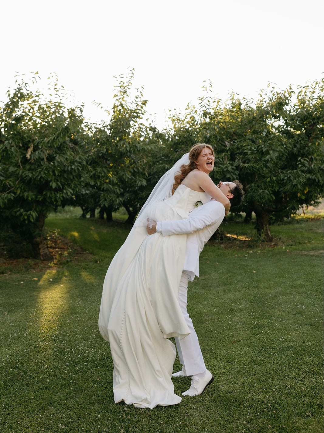 Off-the-Shoulder Satin Wedding Dress with Sweep Train
