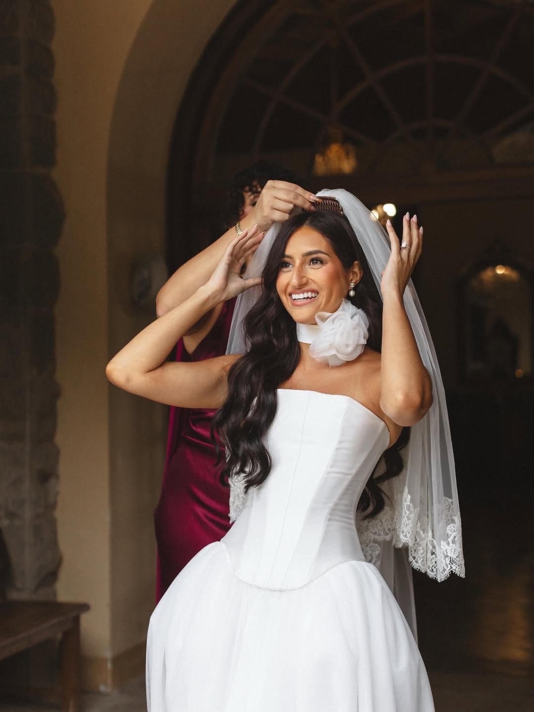 Strapless Corset Tulle Ball Gown Wedding Dress