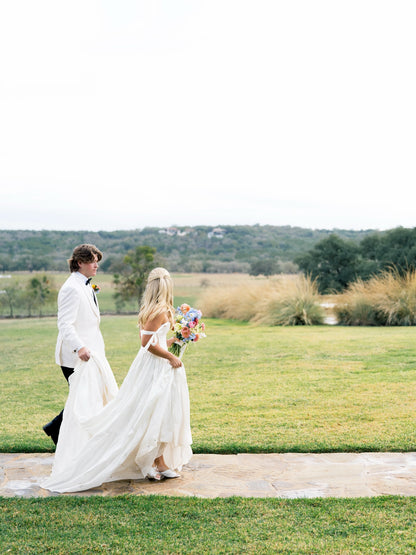 Tiered Off-the-Shoulder A-Line Wedding Dress