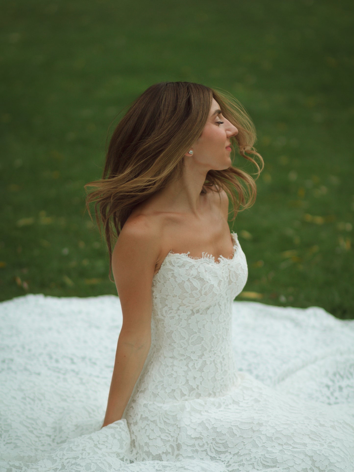 Strapless Lace A-Line Wedding Dress with Train