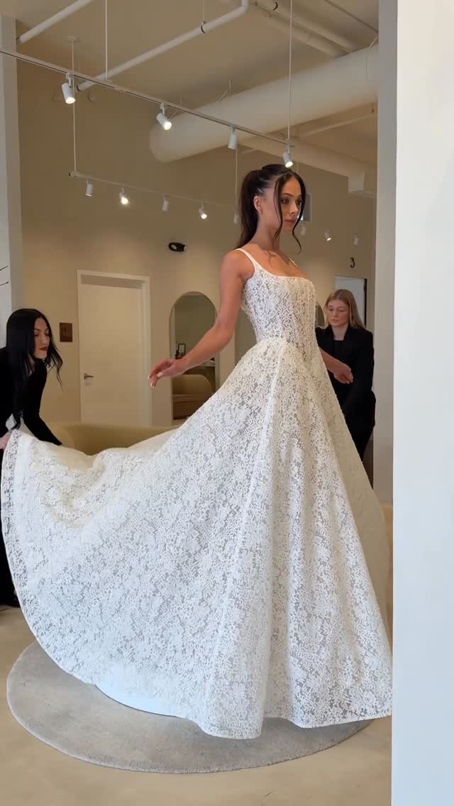 Lace Ball Gown Wedding Dress with Square Neckline