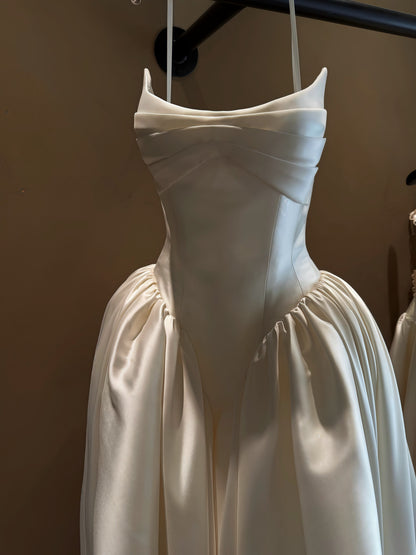 Strapless Satin Ball Gown Wedding Dress with Train