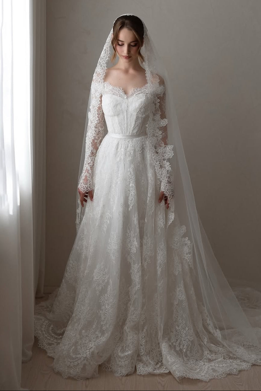 Lace Off-Shoulder A-Line Wedding Dress