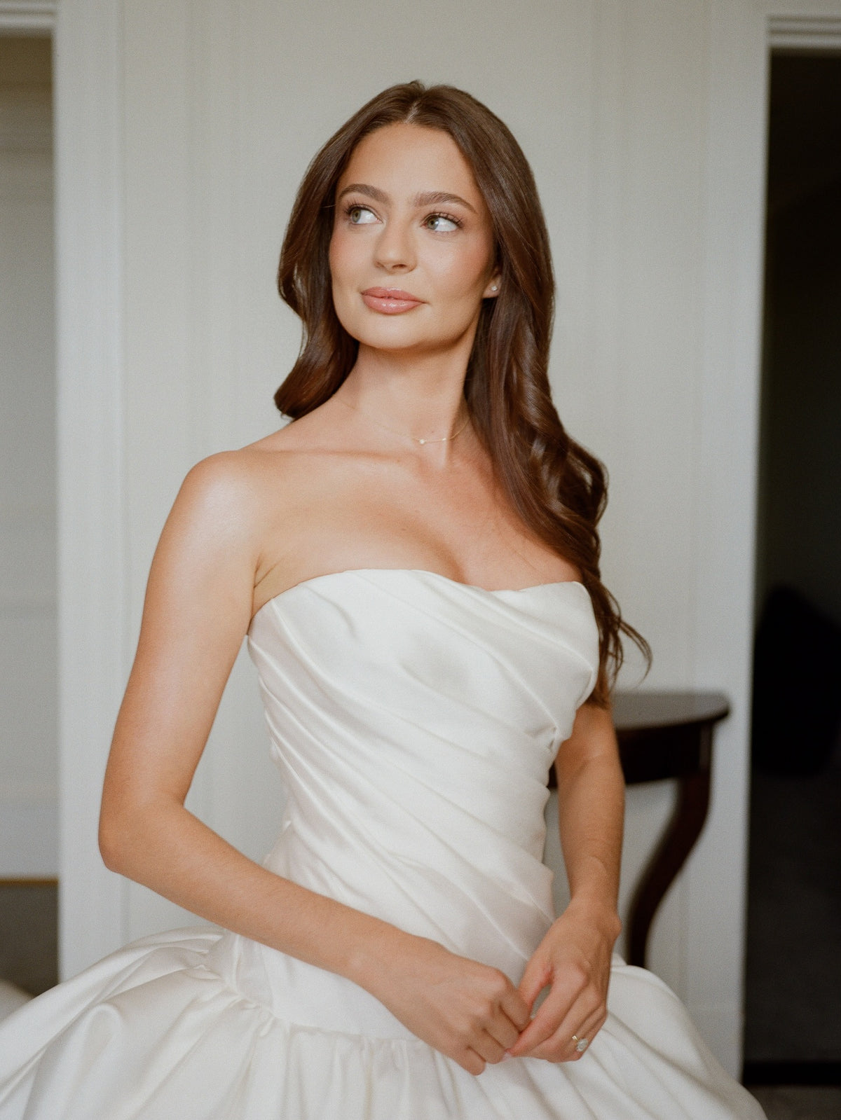 Strapless Ruched Bodice Ball Gown Wedding Dress