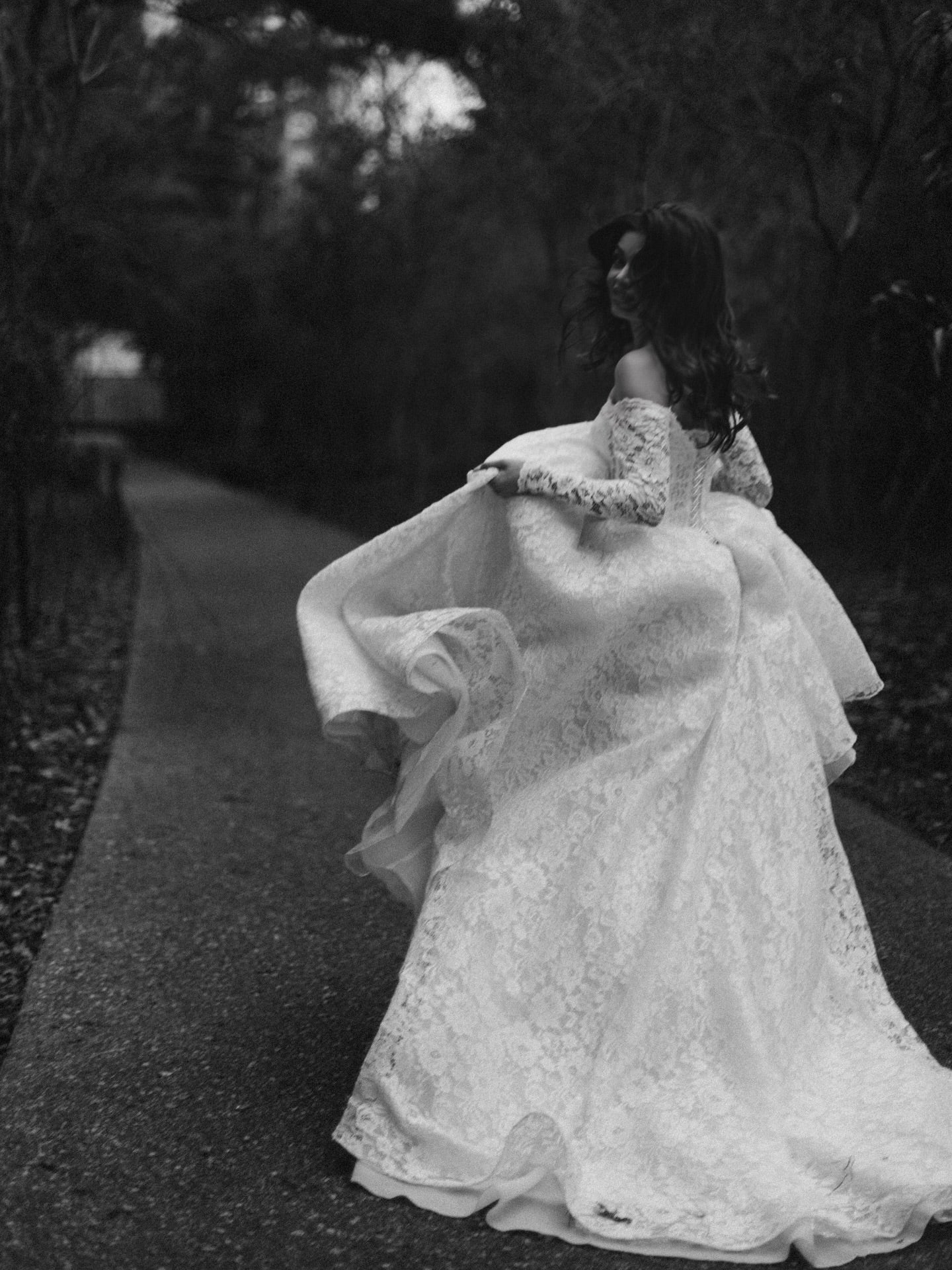 Off-the-Shoulder Lace Ball Gown Wedding Dress