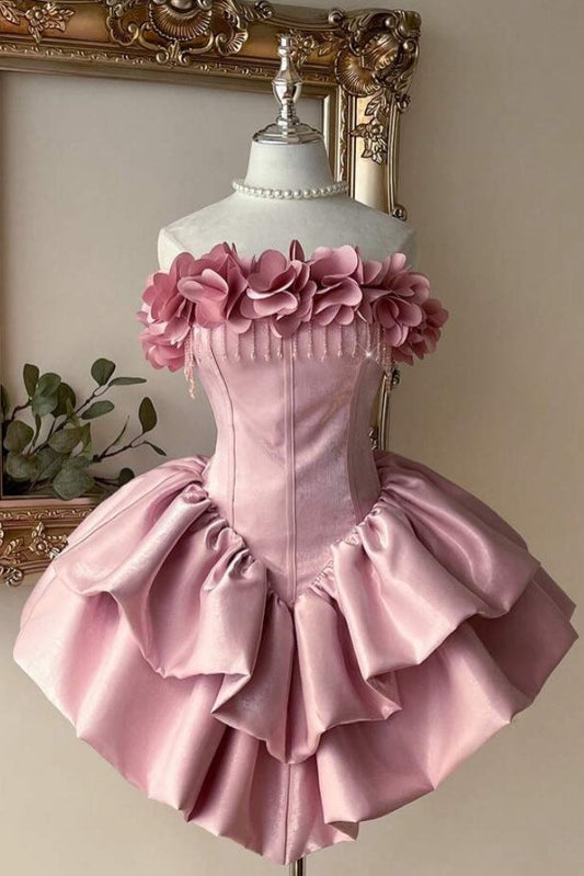 3D Flower Corset Bubble Skirt Mini Dress