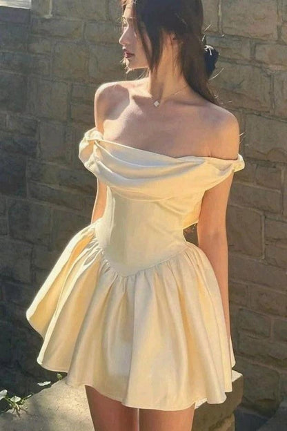 Off the Shoulder Fit and Flare Mini Party Dress
