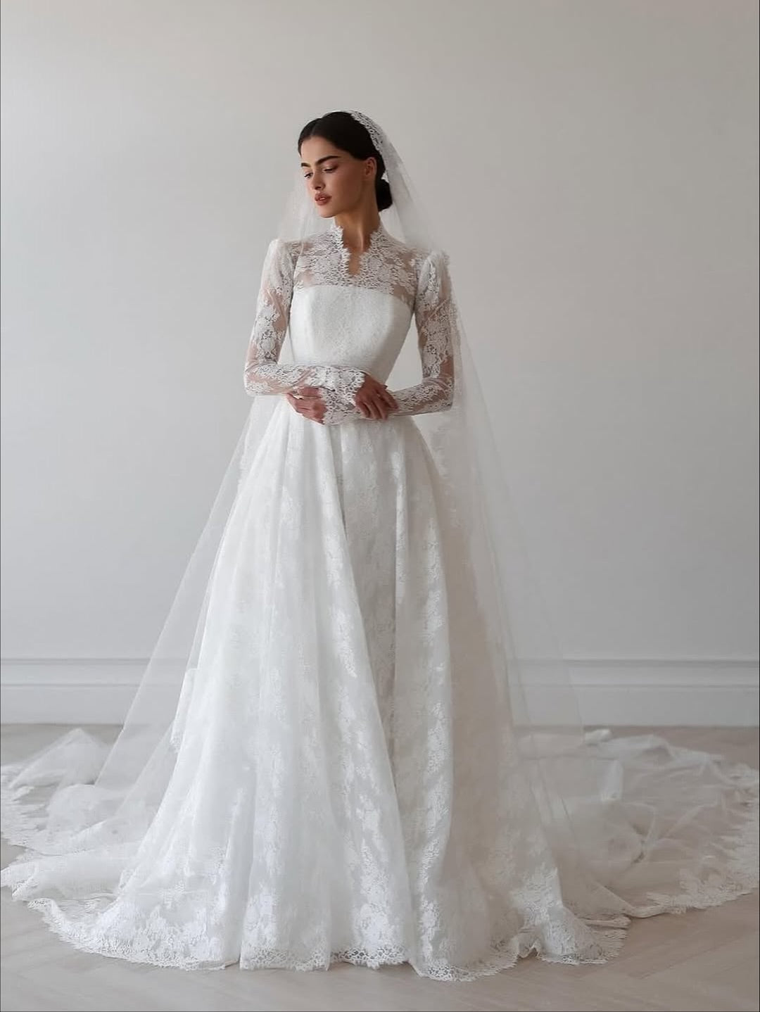 Lace Long Sleeve A-Line Wedding Dress
