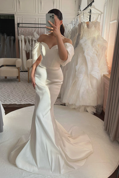 Corset Mermaid Wedding Dress with Drape Sleeves